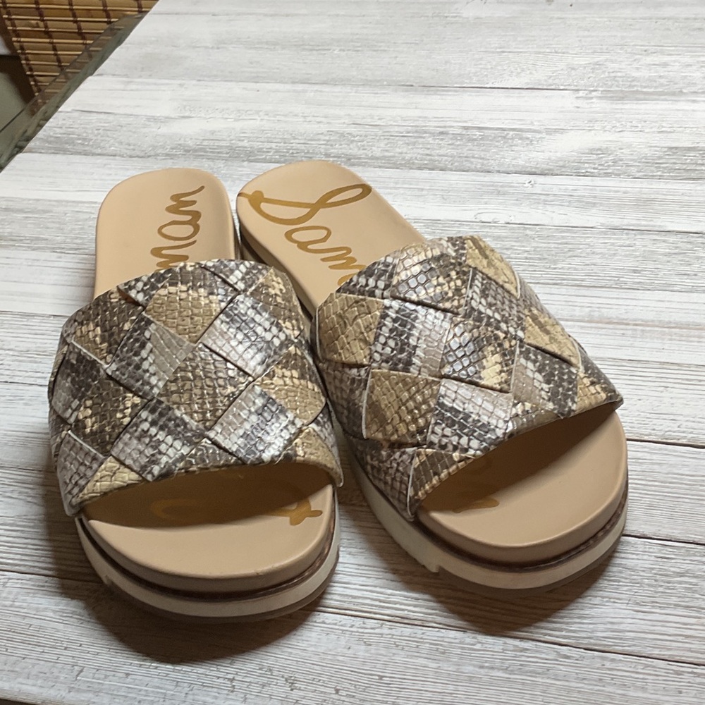 Sam Edelman Women's Woven Tan and Brown Sandals
